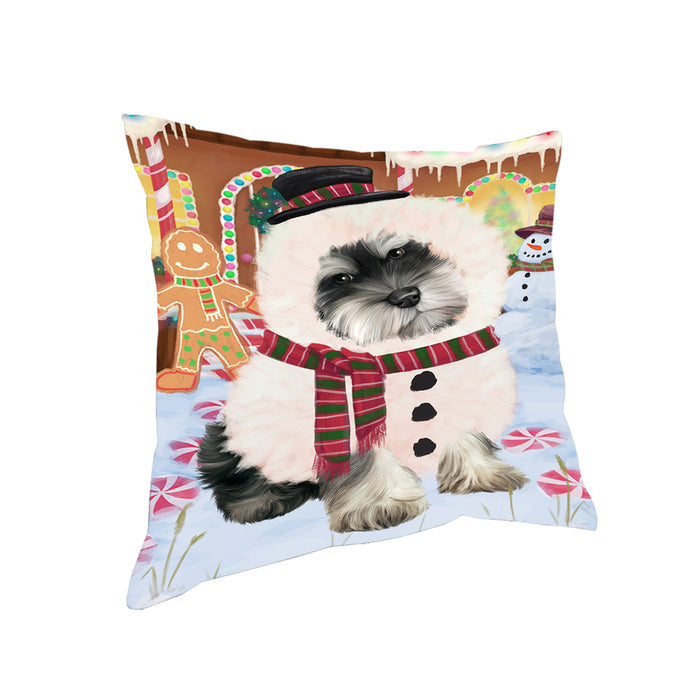Christmas Gingerbread House Candyfest Schnauzer Dog Pillow PIL80432