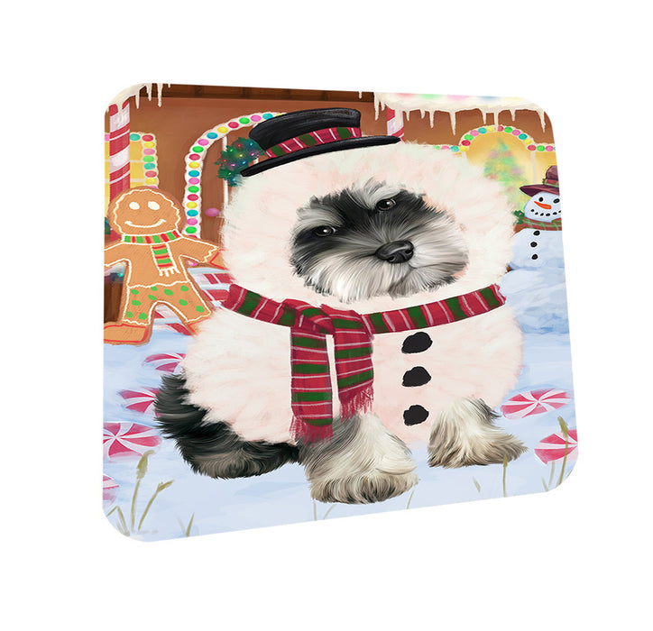 Christmas Gingerbread House Candyfest Schnauzer Dog Coasters Set of 4 CST56493