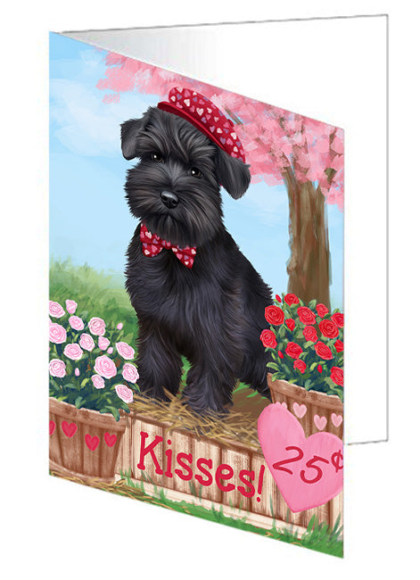 Rosie 25 Cent Kisses Schnauzer Dog Handmade Artwork Assorted Pets Greeting Cards and Note Cards with Envelopes for All Occasions and Holiday Seasons GCD72575