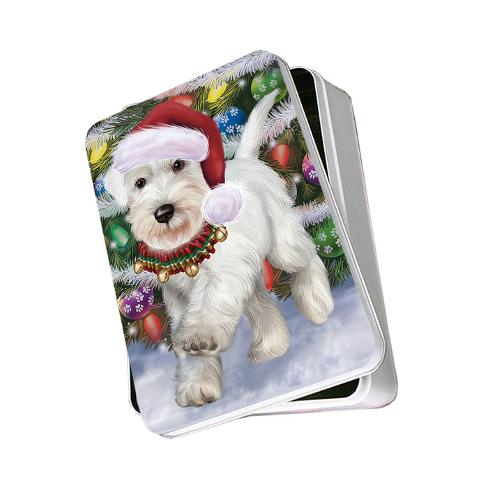Trotting in the Snow Schnauzer Dog Photo Storage Tin PITN55402