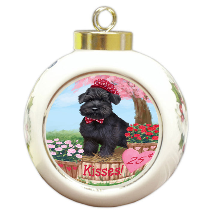 Rosie 25 Cent Kisses Schnauzer Dog Round Ball Christmas Ornament RBPOR56376