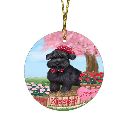 Rosie 25 Cent Kisses Schnauzer Dog Round Flat Christmas Ornament RFPOR56376