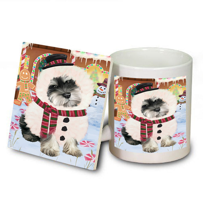 Christmas Gingerbread House Candyfest Schnauzer Dog Mug and Coaster Set MUC56527