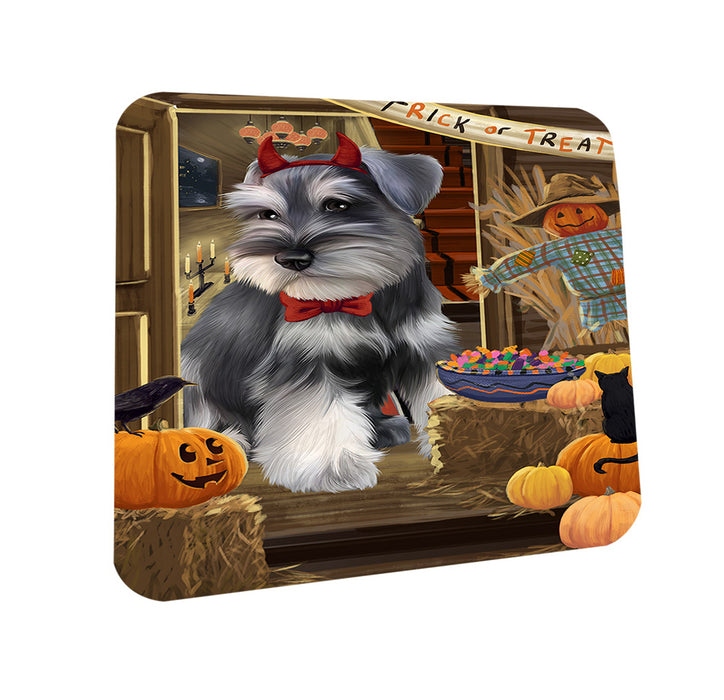 Enter at Own Risk Trick or Treat Halloween Schnauzer Dog Coasters Set of 4 CST53225