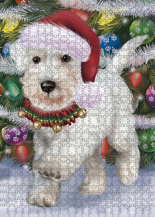 Trotting in the Snow Schnauzer Dog Puzzle with Photo Tin PUZL90040