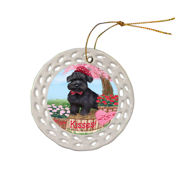 Rosie 25 Cent Kisses Schnauzer Dog Ceramic Doily Ornament DPOR56376