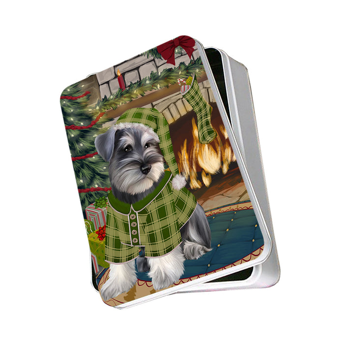 The Stocking was Hung Schnauzer Dog Photo Storage Tin PITN55544