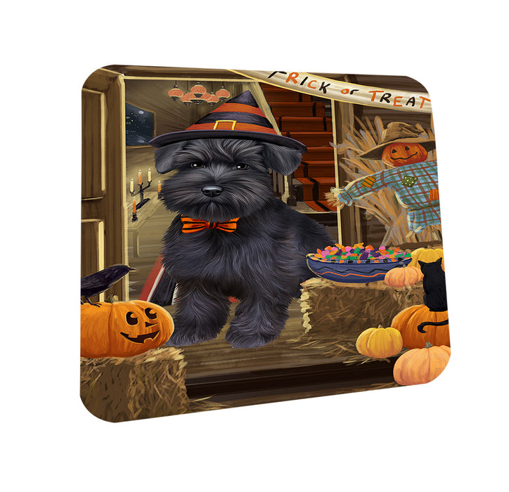Enter at Own Risk Trick or Treat Halloween Schnauzer Dog Coasters Set of 4 CST53226