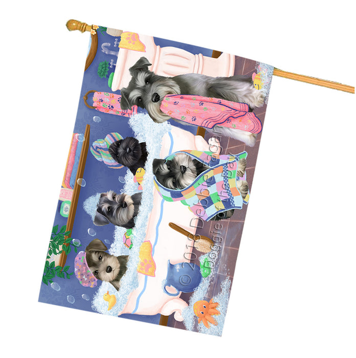 Rub A Dub Dogs In A Tub Schnauzers Dog House Flag FLG57503