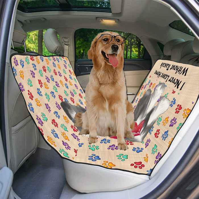 Personalized I Never Leave Home Paw Print Schnauzer Dogs Pet Back Car Seat Cover