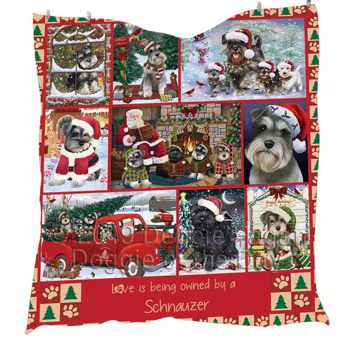 Love is Being Owned Christmas Schnauzer Dogs Quilt