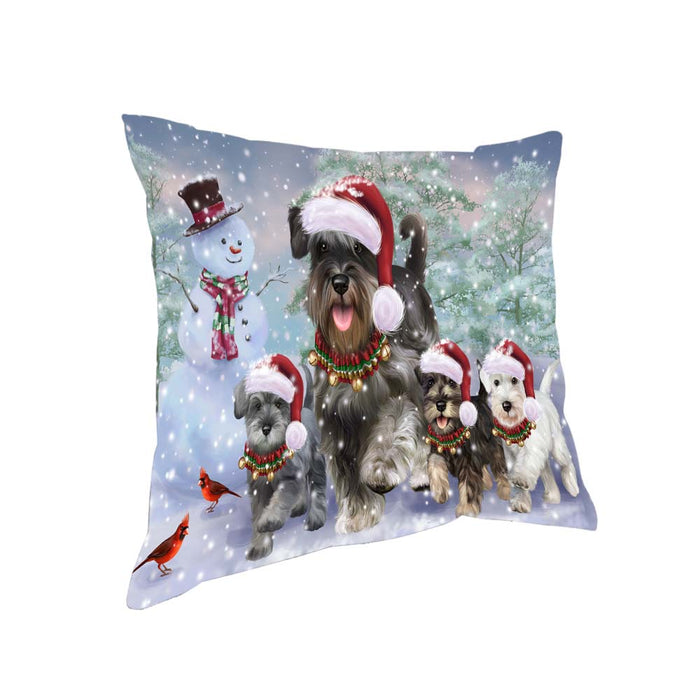Christmas Running Family Schnauzers Dog Pillow PIL70820