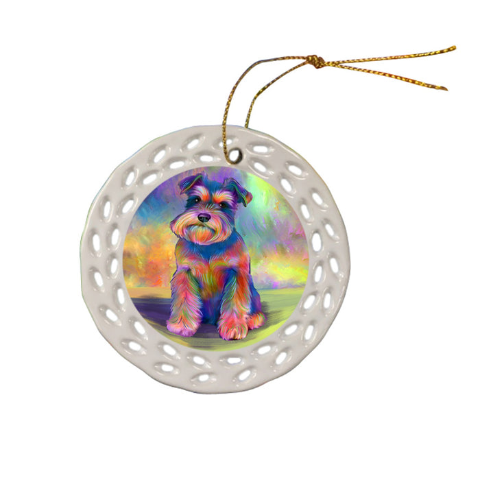 Paradise Wave Schnauzer Dog Ceramic Doily Ornament DPOR57088