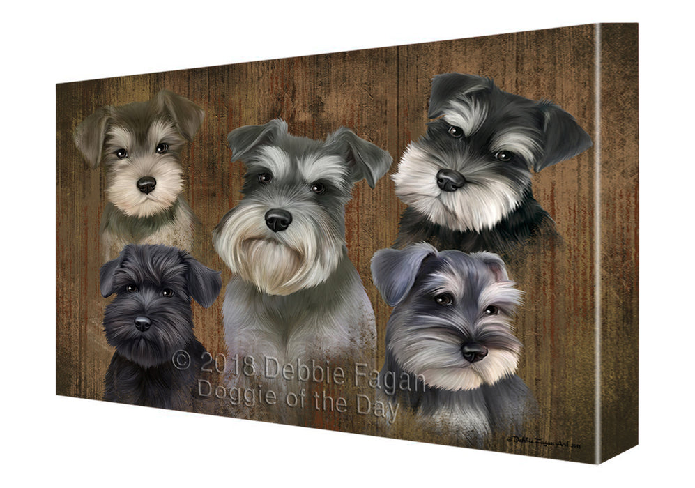 Rustic 5 Schnauzers Dog Canvas Wall Art CVS61689