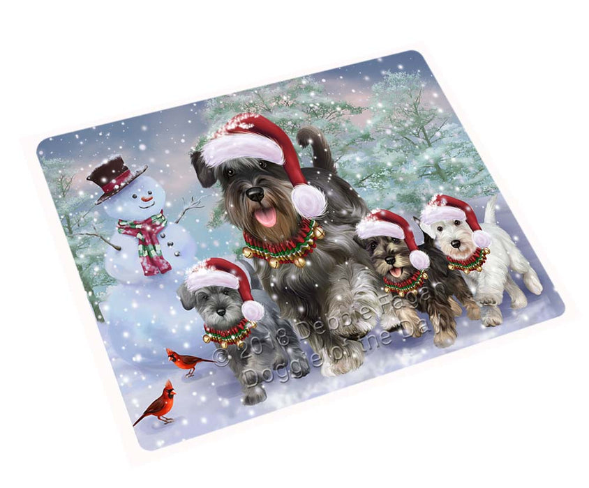 Christmas Running Family Schnauzers Dog Large Refrigerator / Dishwasher Magnet RMAG95106