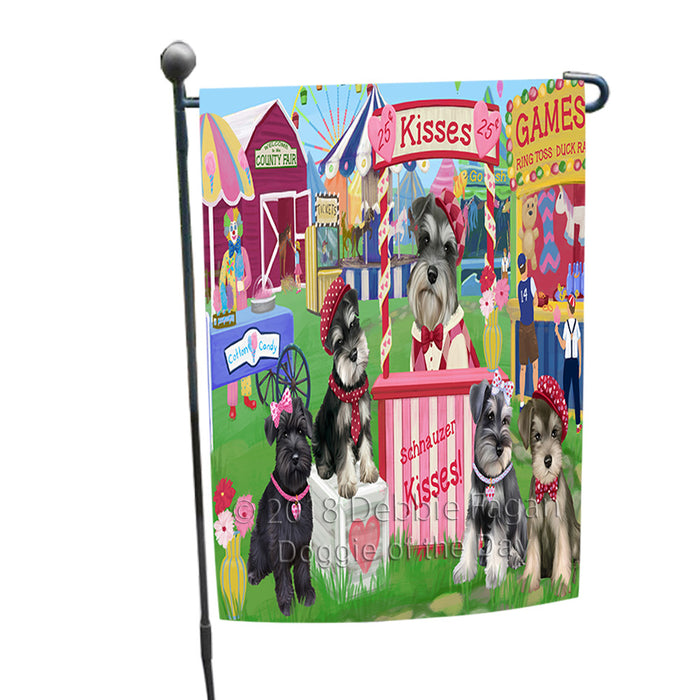 Carnival Kissing Booth Schnauzers Dog Garden Flag GFLG56470
