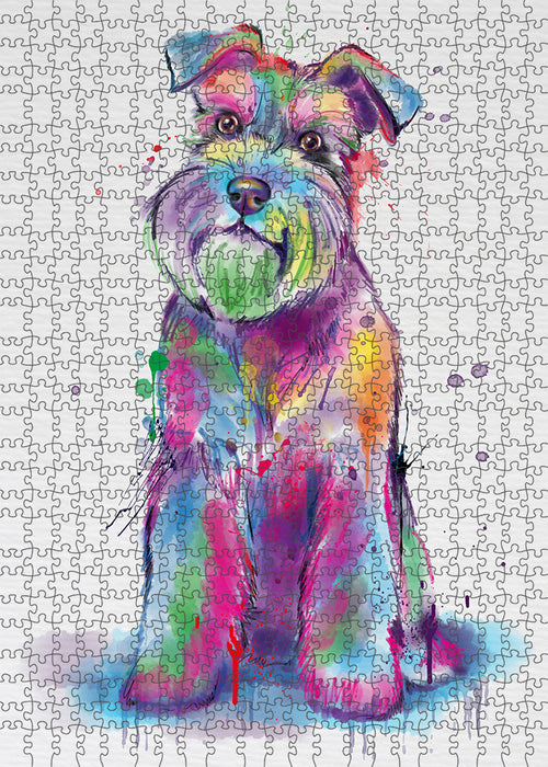 Watercolor Schnauzer Dog Puzzle with Photo Tin PUZL97212