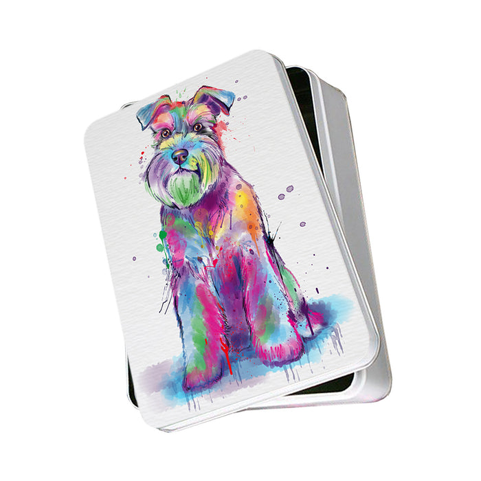 Watercolor Schnauzer Dog Photo Storage Tin PITN57044