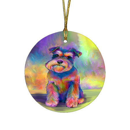 Paradise Wave Schnauzer Dog Round Flat Christmas Ornament RFPOR57088