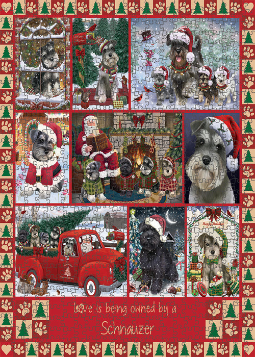 Love is Being Owned Christmas Schnauzer Dogs Puzzle with Photo Tin PUZL99484