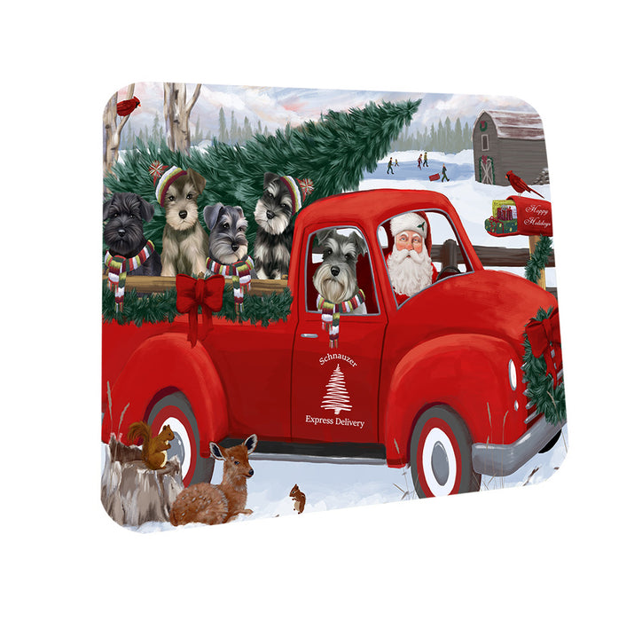 Christmas Santa Express Delivery Schnauzers Dog Family Coasters Set of 4 CST55022