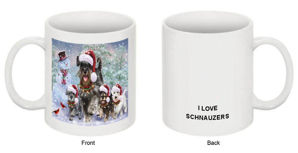 Christmas Running Family Schnauzers Dog Coffee Mug MUG50871