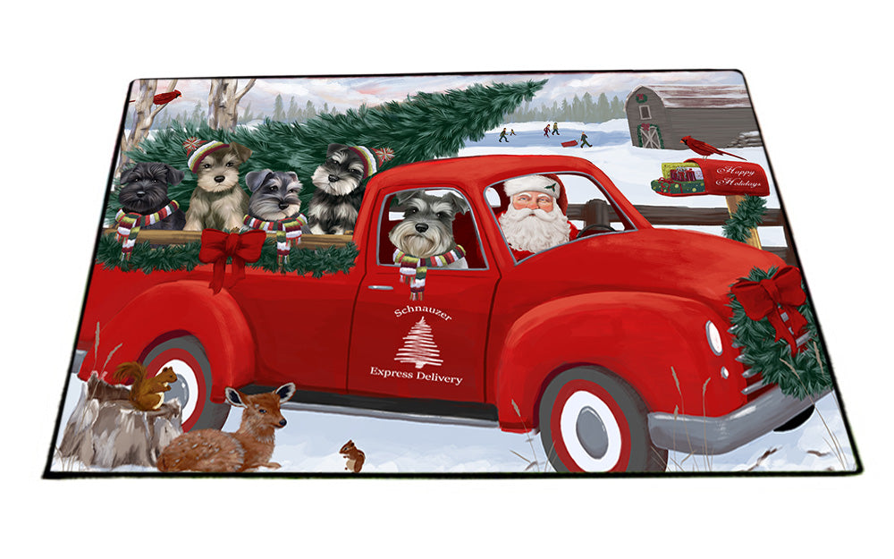 Christmas Santa Express Delivery Schnauzers Dog Family Floormat FLMS52479