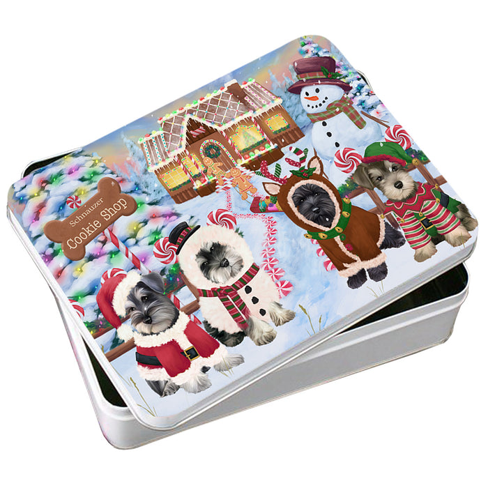 Holiday Gingerbread Cookie Shop Schnauzers Dog Photo Storage Tin PITN56559