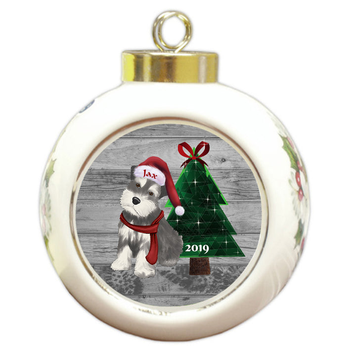 Custom Personalized Schnauzer Dog Glassy Classy Christmas Round Ball Ornament