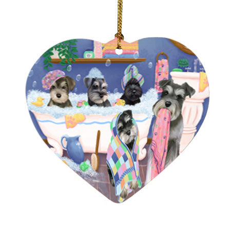 Rub A Dub Dogs In A Tub Schnauzers Dog Heart Christmas Ornament HPOR57175