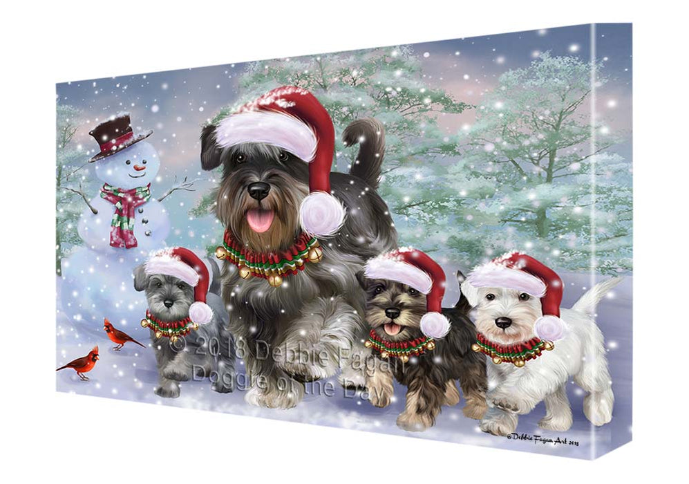 Christmas Running Family Schnauzers Dog Canvas Print Wall Art Décor CVS119186