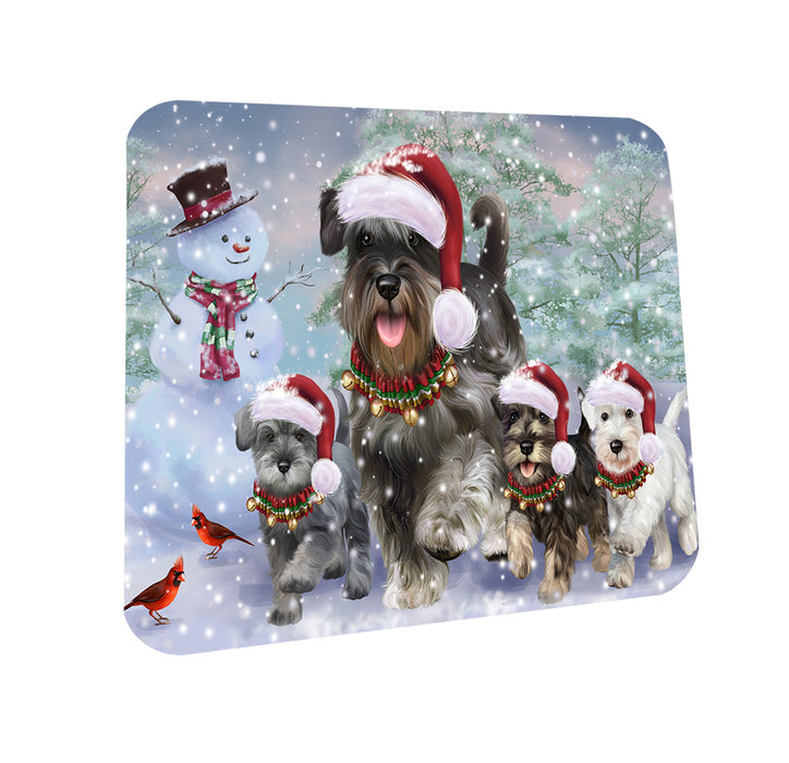 Christmas Running Family Schnauzers Dog Coasters Set of 4 CST55431