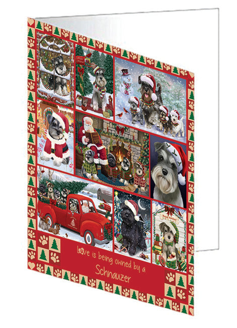 Love is Being Owned Christmas Schnauzer Dogs Handmade Artwork Assorted Pets Greeting Cards and Note Cards with Envelopes for All Occasions and Holiday Seasons GCD78983