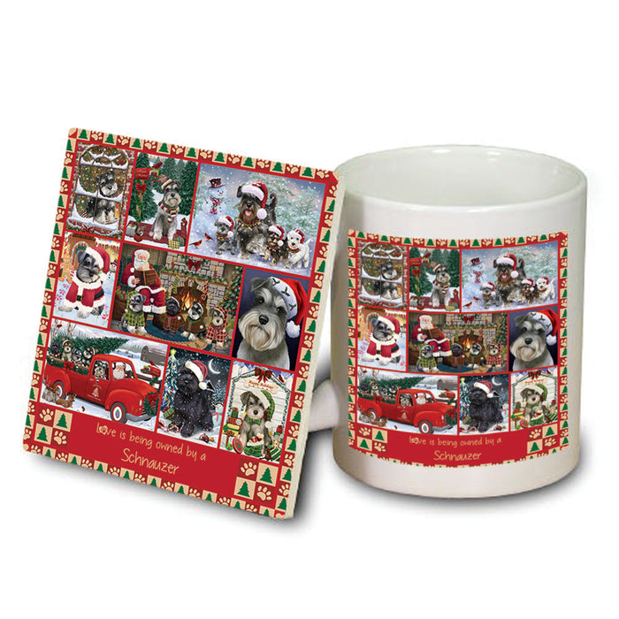 Love is Being Owned Christmas Schnauzer Dogs Mug and Coaster Set MUC57244