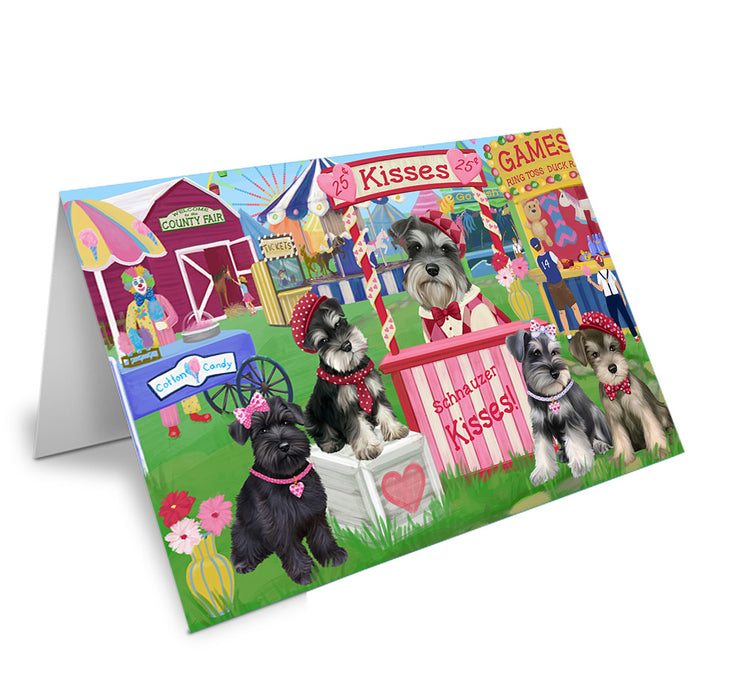 Carnival Kissing Booth Schnauzers Dog Handmade Artwork Assorted Pets Greeting Cards and Note Cards with Envelopes for All Occasions and Holiday Seasons GCD72281