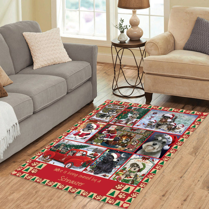 Love is Being Owned Christmas Schnauzer Dogs Area Rug