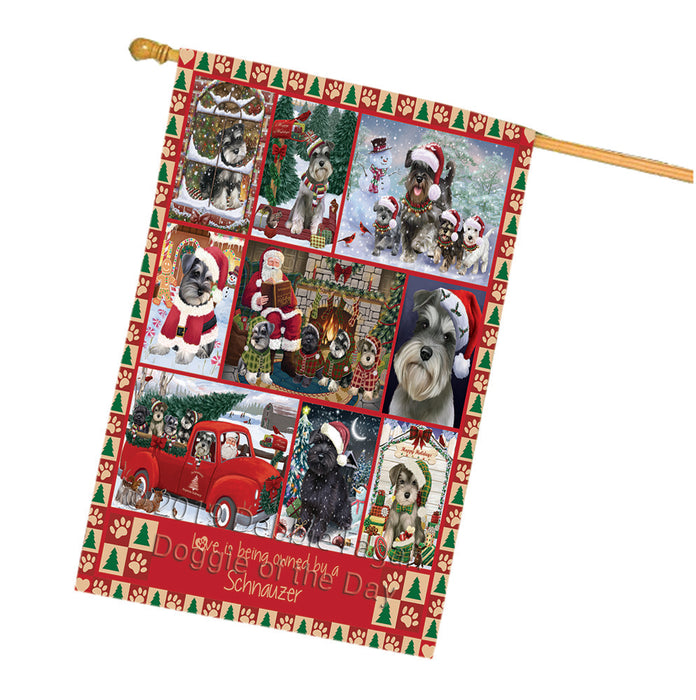 Love is Being Owned Christmas Schnauzer Dogs House Flag FLG66091