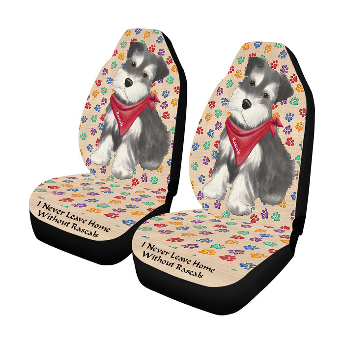 Personalized I Never Leave Home Paw Print Schnauzer Dogs Pet Front Car Seat Cover (Set of 2)
