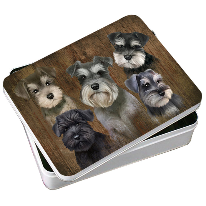 Rustic 5 Schnauzers Dog Photo Storage Tin PITN49468