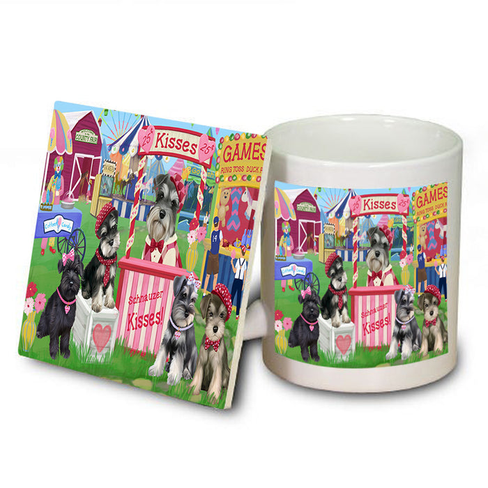 Carnival Kissing Booth Schnauzers Dog Mug and Coaster Set MUC55914