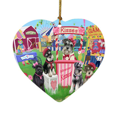 Carnival Kissing Booth Schnauzers Dog Heart Christmas Ornament HPOR56278