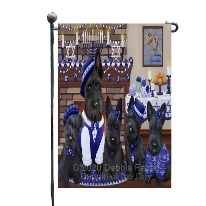 Happy Hanukkah Family Scottish Terrier Dogs Garden Flag GFLG65774