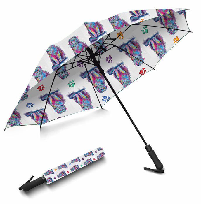 Watercolor Mini Scottish Fold CatsSemi-Automatic Foldable Umbrella