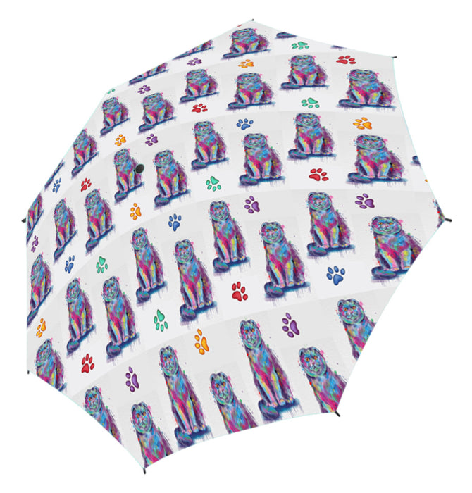 Watercolor Mini Scottish Fold CatsSemi-Automatic Foldable Umbrella