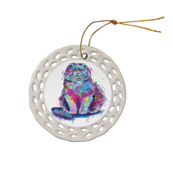 Watercolor Scottish Fold Cat Doily Ornament DPOR58151