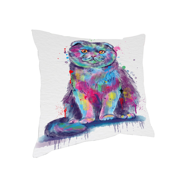Watercolor Scottish Fold Cat Pillow with Top Quality High-Resolution Images - Ultra Soft Pet Pillows for Sleeping - Reversible & Comfort - Ideal Gift for Dog Lover - Cushion for Sofa Couch Bed - 100% Polyester