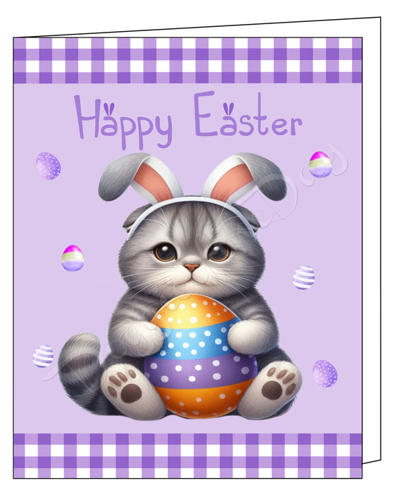 Scottish Fold Cat Easter Day Greeting Cards and Note Cards with Envelope - Easter Invitation Card with Multi Design Pack