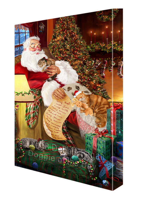 Santa Sleeping with Scottish Fold Cats Christmas Canvas Print Wall Art Décor CVS93248