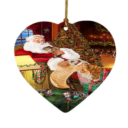 Santa Sleeping with Scottish Fold Cats Christmas Heart Christmas Ornament HPOR52822