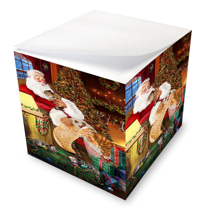 Santa Sleeping with Scottish Fold Cats Christmas Note Cube NOC52822